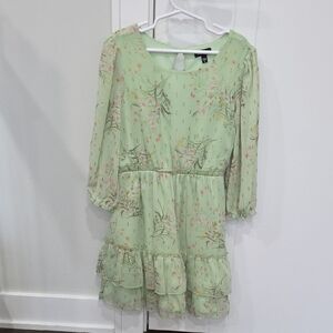 Zunie Light Green Floral Kids Dress